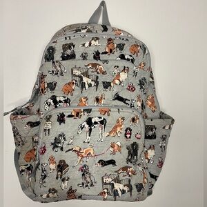 Vera Bradley Essential Large Backpack Best In Show Dog Print Gray